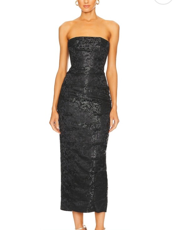 sau lee Dresses & Skirts - SAU LEE Jennifer Dress in Black Jacquard NWT Strapless Midi Size 10